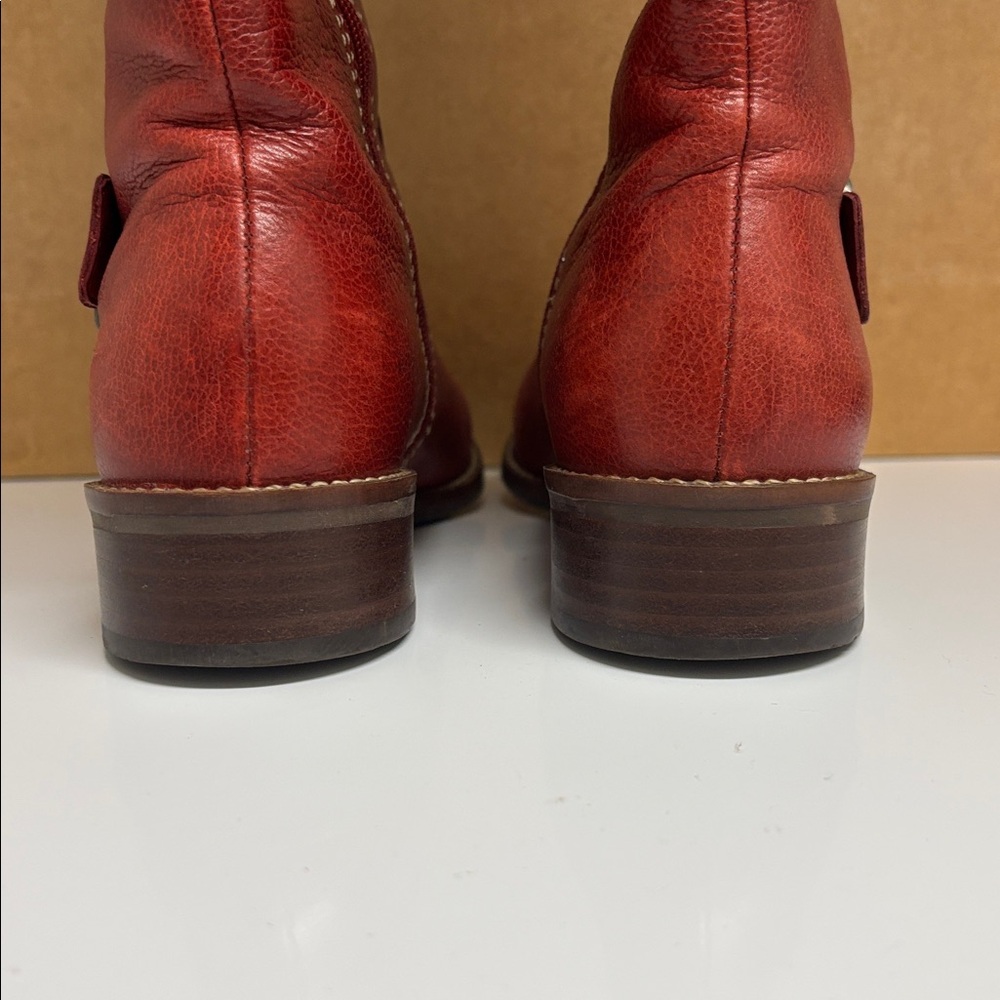 Anthropologie Red Leather Knee High Boots - Picture 2 of 8
